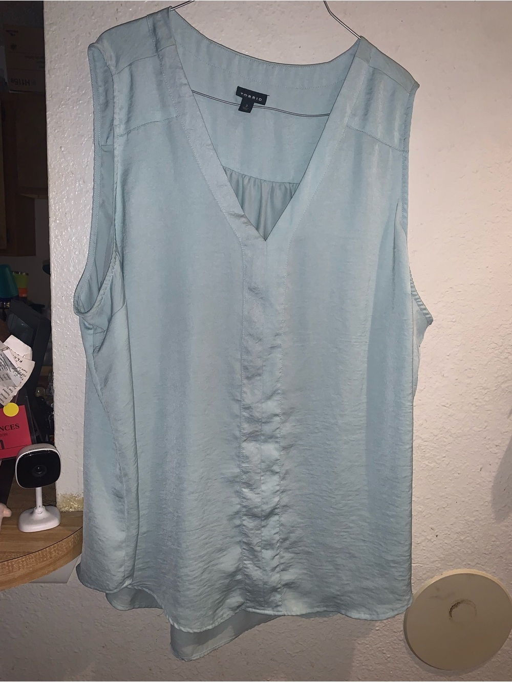 torrid Light Blue V-Neck Sleeveless Satin Camisole